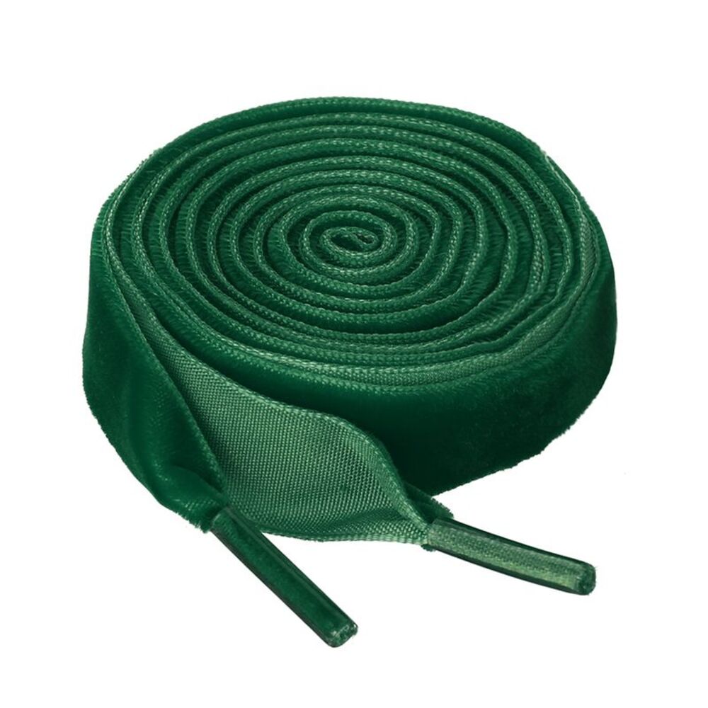 Flat Velvet 0.6 Inches Wide Ribbon Shoe Laces Strings Green